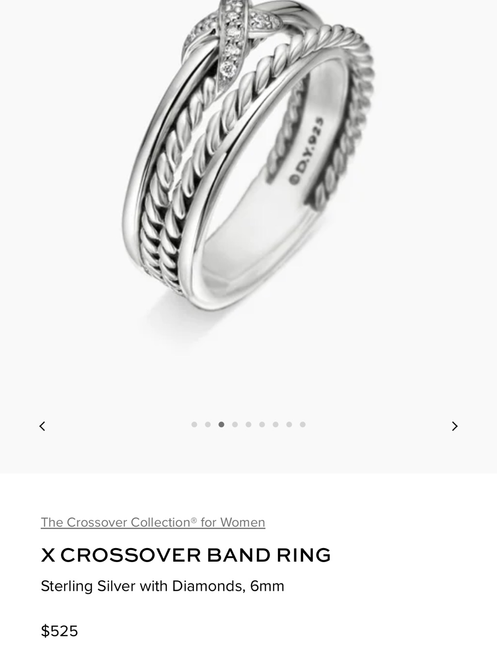 David Yurman Sterling Silver X Crossover Ring With Diamonds - Silver